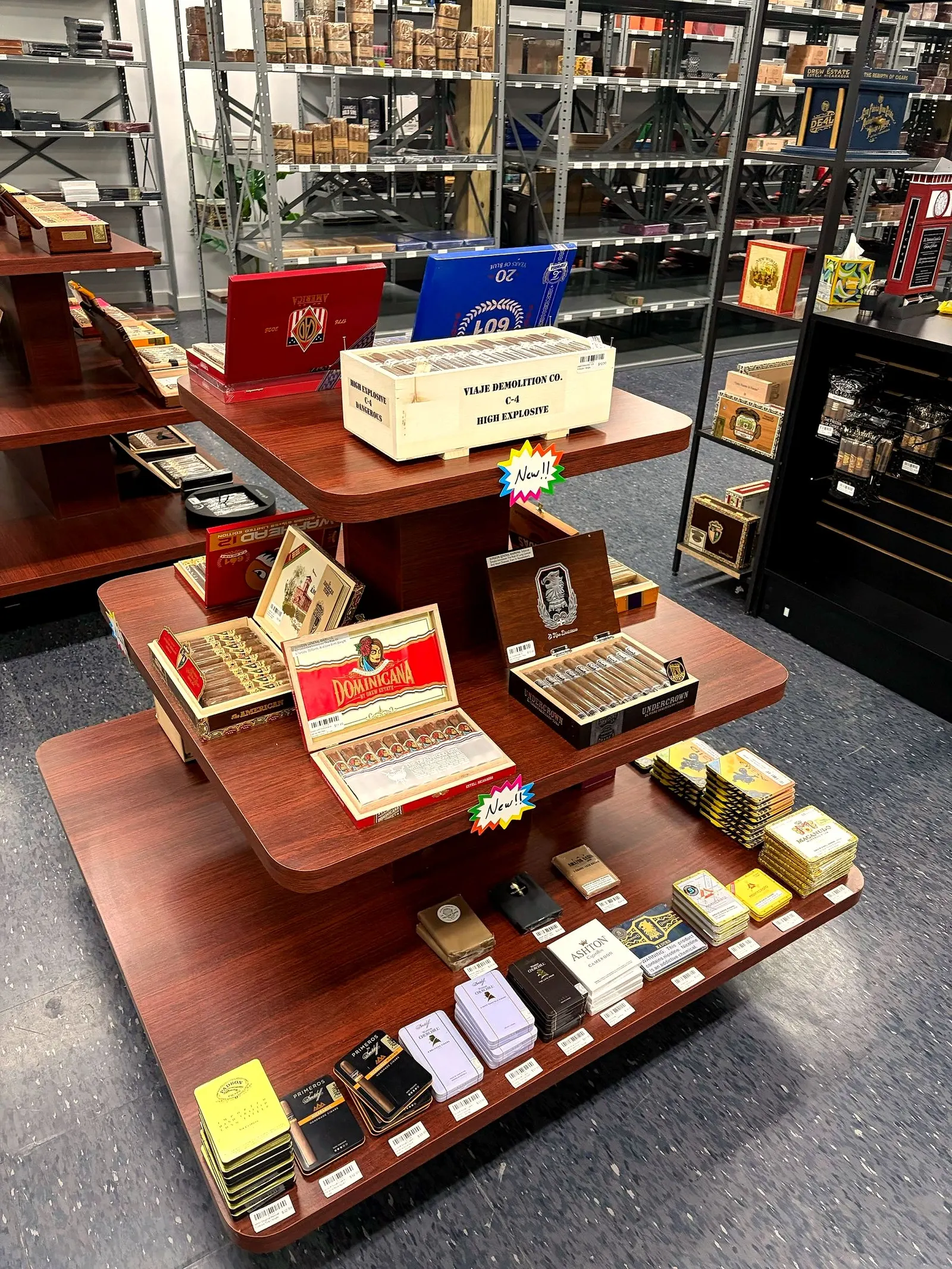 Tiered display of premium cigars